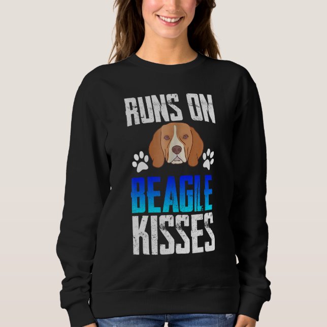 Sudadera Un Perro Divertido Corre En Besos Beagle (Anverso)