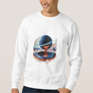 Sudadera Un planeta gigante agrietado con lava fluyendo hac