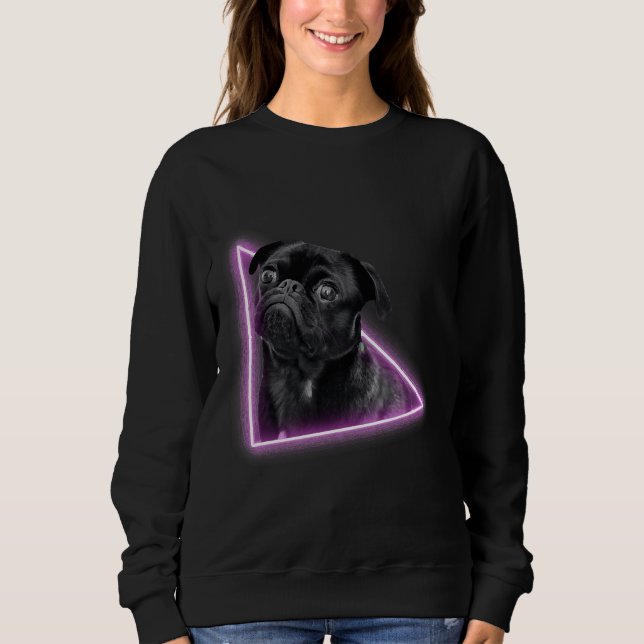 Sudadera Un pug lindo saliendo de la puerta de entrada de n (Anverso)