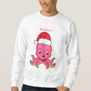 Sudadera Un pulpo alegre lindo usando Navidades gorra perso