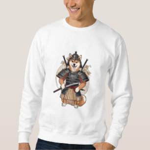 Sudadera Un shiba inu vestido con un traje samurai, sosteni
