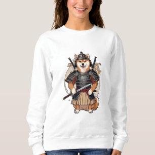 Sudadera Un shiba inu vestido con un traje samurai, sosteni