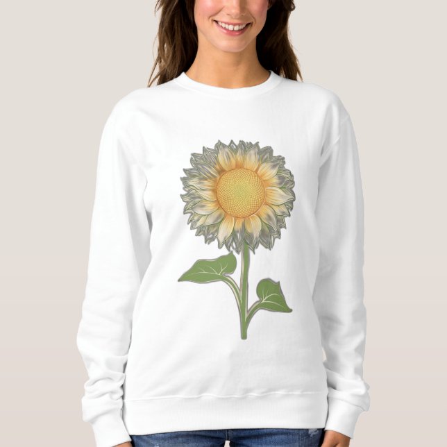 Sudadera Un solo girasol con pétalos estratificados, radian (Anverso)