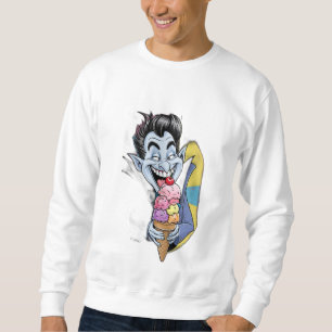 Sudadera Un vampiro gracioso, no tan aterrador comiendo hel