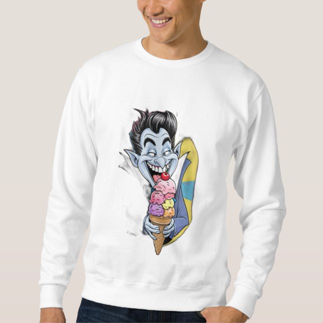 Sudadera Un vampiro gracioso, no tan aterrador comiendo hel (Anverso)