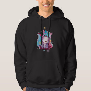 Sudadera Una acuarela de unicornio azul Pegasus Mítico Un