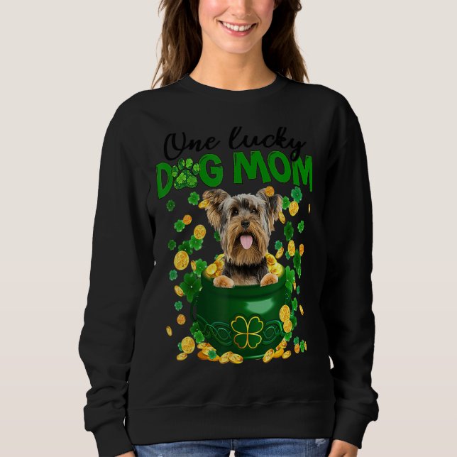 Sudadera Una afortunada madre de perro divertida Yorkshire  (Anverso)