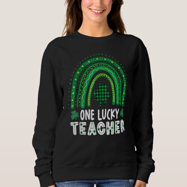 Sudadera Una afortunada profesora Rainbow St Patricku2019s  (Anverso)
