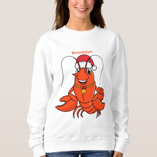 Sudadera Una alegre langosta con Navidades gorra personaliz (Anverso)