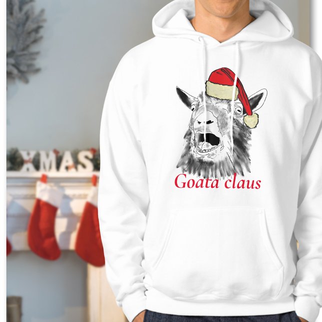 Sudadera Una cabra gritando una Navidad de Claus  (Goata Claus funny screaming goat christmas sweatshirt )
