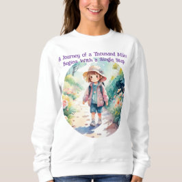 Sudadera Una camiseta con cita de un viaje de mil millas