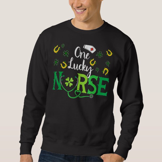 Sudadera Una enfermera afortunada Saint Paddys Rn St Patric (Anverso)