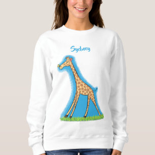 Sudadera Una jirafa alegre con personalizado de mariposa