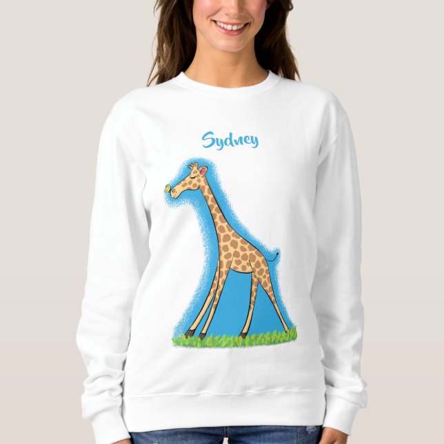 Sudadera Una jirafa alegre con personalizado de mariposa (Anverso)