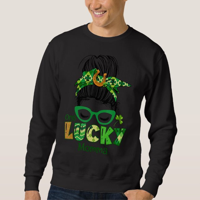 Sudadera Una Momma afortunada y desordenada leopardo de las (Anverso)