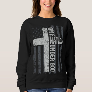 Sudadera UNA NACIÓN BAJO DIOS - Cruz de Culto Cristiano Fla
