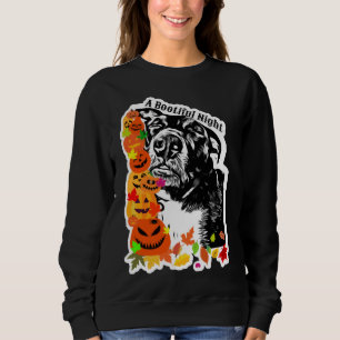 Sudadera Una Noche Boótica Perro Pitbull I Negro Y Blanco