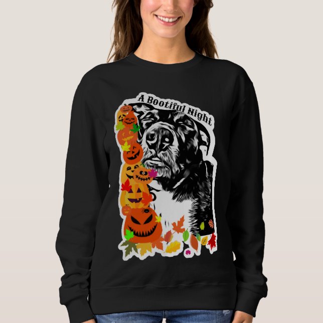 Sudadera Una Noche Boótica Perro Pitbull I Negro Y Blanco (Anverso)