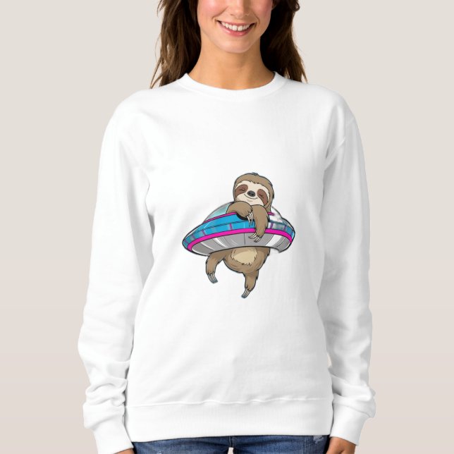 Sudadera Una pereza colgando de un OVNI. (Anverso)
