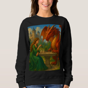 Sudadera Una princesa jugando al ajedrez con un arte de fan