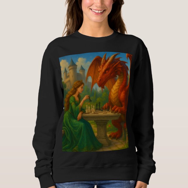 Sudadera Una princesa jugando al ajedrez con un arte de fan (Anverso)