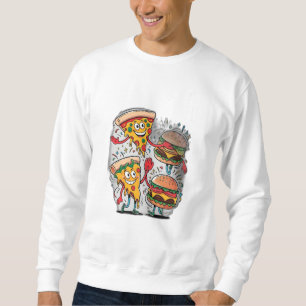 Sudadera Una rebanada de pizza con cinco hamburguesas.