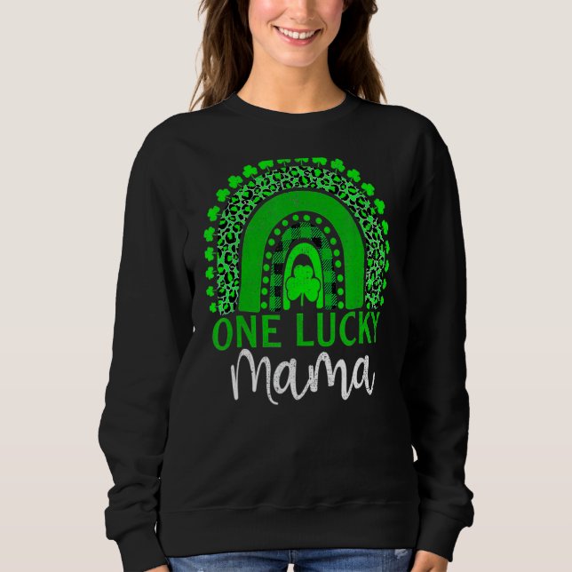 Sudadera Una suertuda mamá leopardo arcoiris vida de mamá S (Anverso)