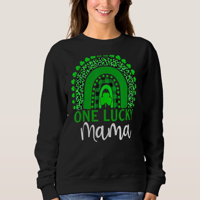 Sudadera Una suertuda mamá leopardo arcoiris vida de mamá S (Anverso)