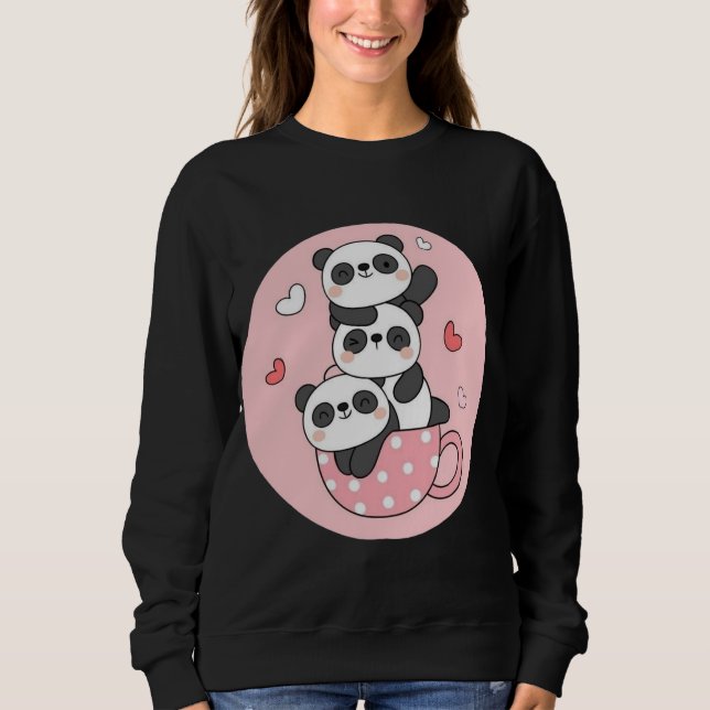 Sudadera Una taza llena de amor de panda apilada con ternur (Anverso)