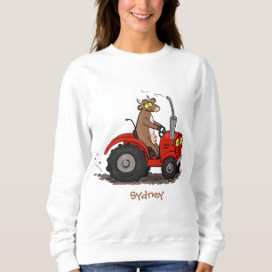Sudadera Una vaca feliz y linda conduciendo a un personaliz