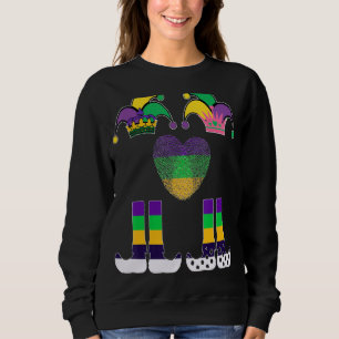 Sudadera Único Mardi Gras Love Heart Gnome Jester Pareja M