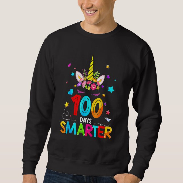 Sudadera Unicorn 100 Days Smarter 100th Day Of School Stude (Anverso)