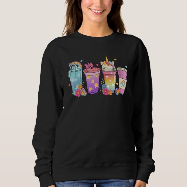 Sudadera Unicorn Coffee Drinking Unicorn Girl Coffee Lover  (Anverso)