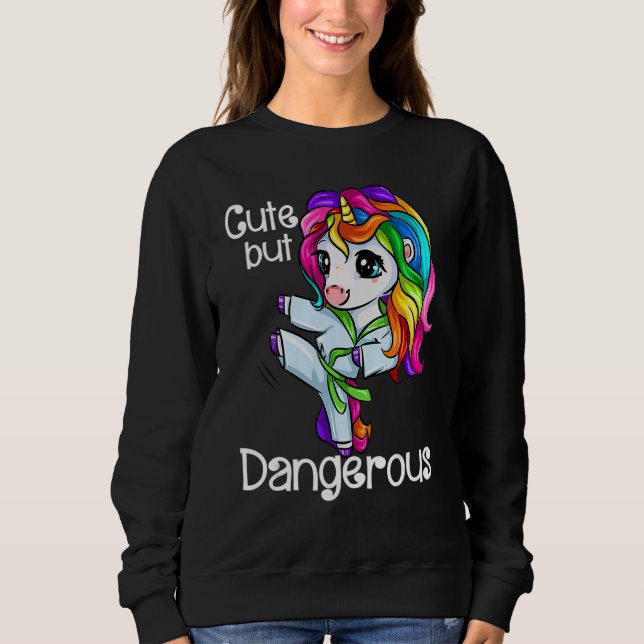 Sudadera Unicorn Cute But Dangerous Funny Karate Taekwondo_ (Anverso)
