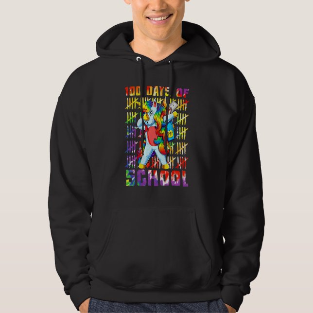 Sudadera Unicorn Dab Dabbing 100th Day Of School 100 Days (Anverso)