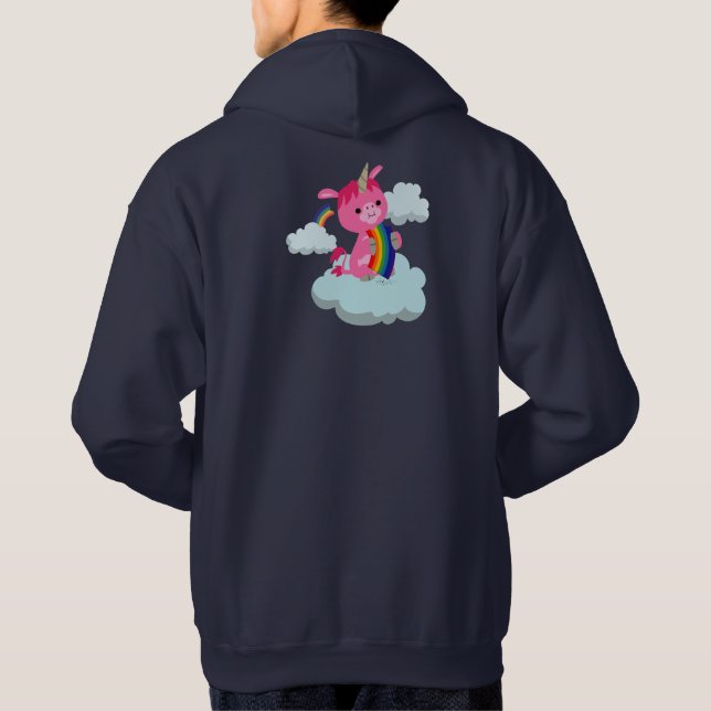 Sudadera Unicorn Hoodie, Personalizado de consumo de arcoir (Reverso)