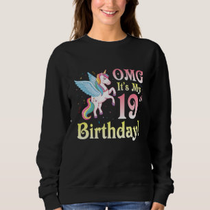 Sudadera Unicorn Omg es mi cumpleaños número 19 feliz