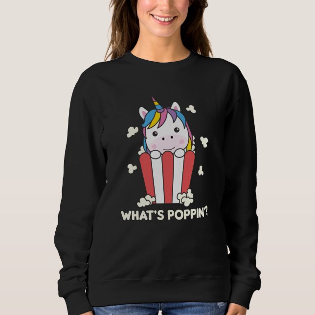 Sudadera Unicorn Popcorn Whats Poppin Funny (Anverso)