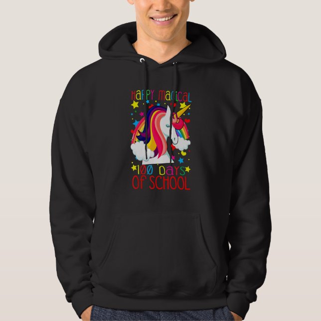 Sudadera Unicorn Rainbow 100th Days Happy Magical 100 Days  (Anverso)