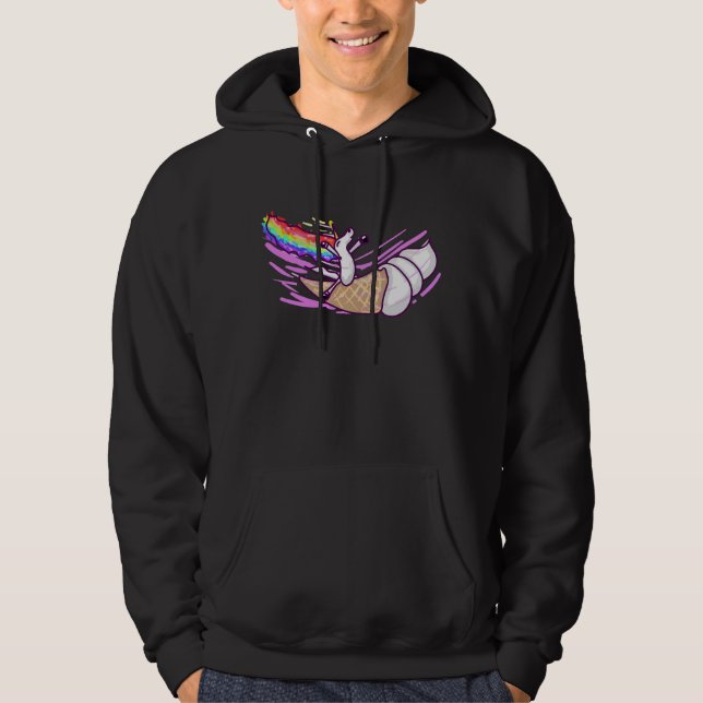 Sudadera Unicorn Rainbow Riding Ice Cream Cone (Anverso)
