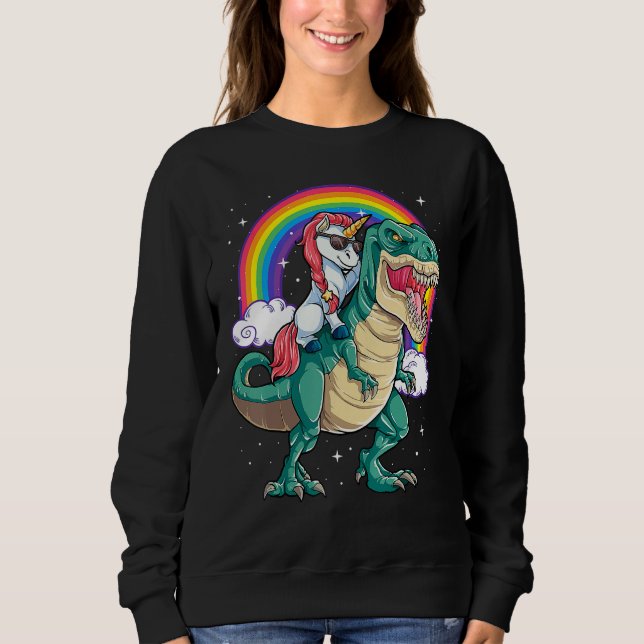 Sudadera Unicorn Riding Rex Dinosaur Boys Girls Men Women R (Anverso)