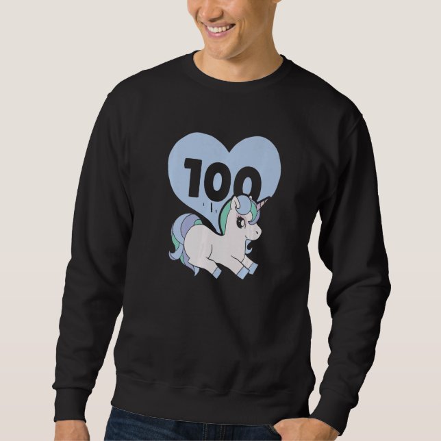 Sudadera Unicorn  Teacher Student 100 Days Of School (Anverso)