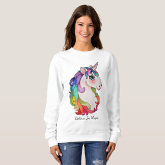 Sudadera Unicornio acuarela con pelo de arco iris