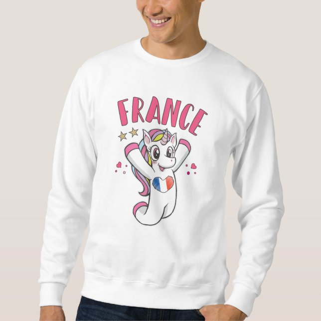 Sudadera Unicornio aficionado al fútbol de Francia con band (Anverso)