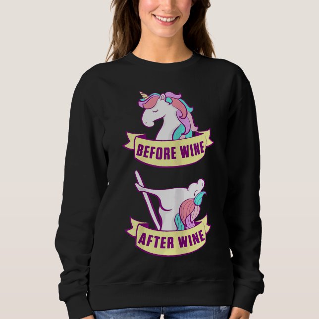 Sudadera Unicornio antes del caballo Fiesta de vino (Anverso)