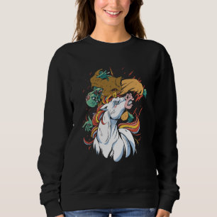 Sudadera Unicornio Atacando Zombie Horror Genial Gótico