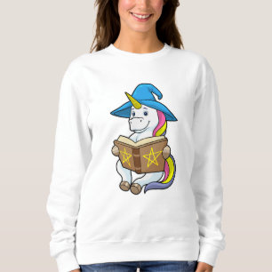 Sudadera Unicornio como asistente con libro y Gorra