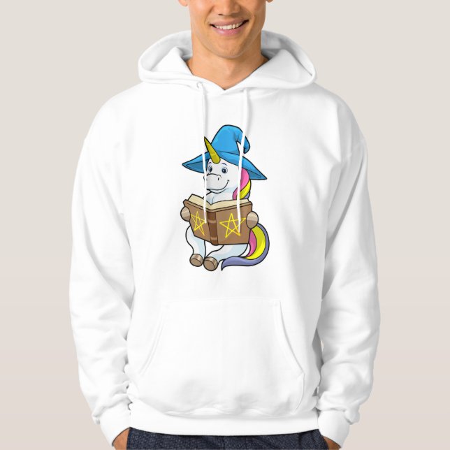Sudadera Unicornio como asistente con libro y Gorra (Anverso)
