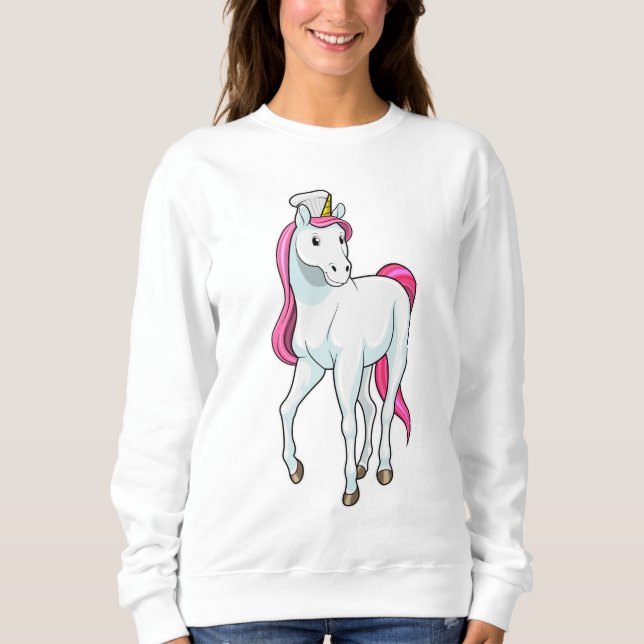 Sudadera Unicornio como cocinero con gorra de chef (Anverso)