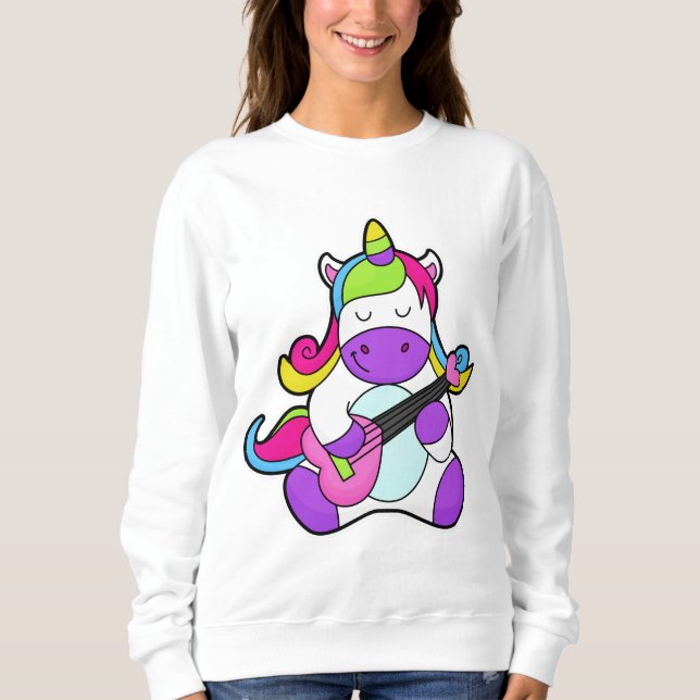 Sudadera Unicornio como músico con guitarra (Anverso)